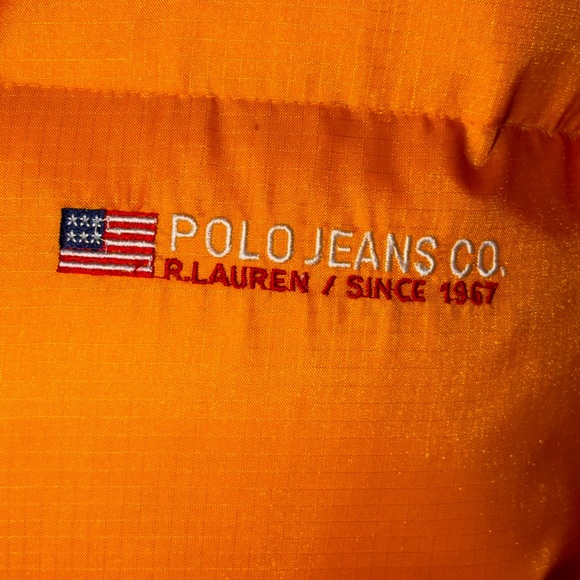Vintage Men’s Orange Size Large Polo Jeans Co Ralph Lauren Puffer 🧡 - Picture 6 of 13